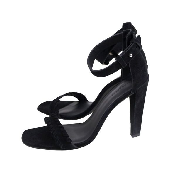 AllSaints BLACK GENUINE LEATHER SUEDE HIGH HEEL OPEN TOE STRAPPY SANDALS Sz 40 - Picture 4 of 11